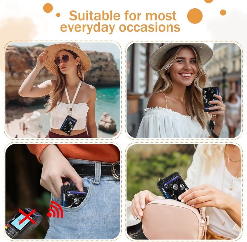 Yonlevres Credit Card Holder Slim Wallet, Moon Lunar Black RFID Wallet Women Front Pocket Small Card Holder, Travel Cute Funny Thin Card Case ID Window PU Leather RFID Blocking Card Organizer Gifts - Image 3